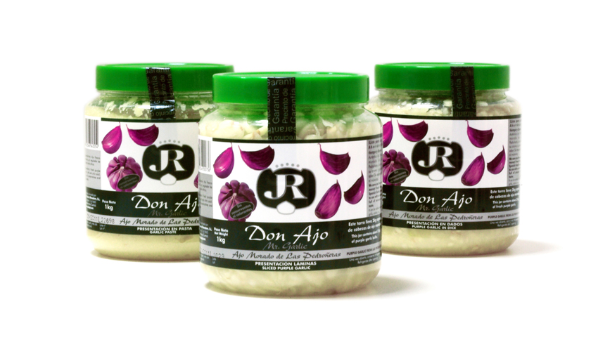 AJO MORADO EN PASTA, DADOS, LÁMINAS, DIENTES PELADOS, ETC